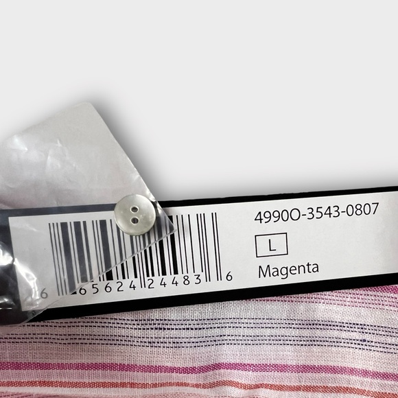 TRIBAL | Magenta Rayon Linen Blend Striped Blouse Large NWT - Picture 7 of 10